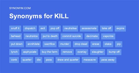 synonyms for kill|another word for killed violently.